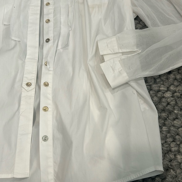 Anne Fontaine Shadia White LS Button Down Blouse Size 46 - Picture 8 of 11
